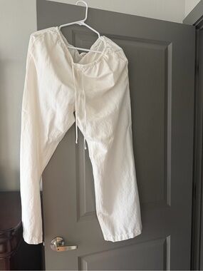 H &M linen white cream pant Large no size tag
